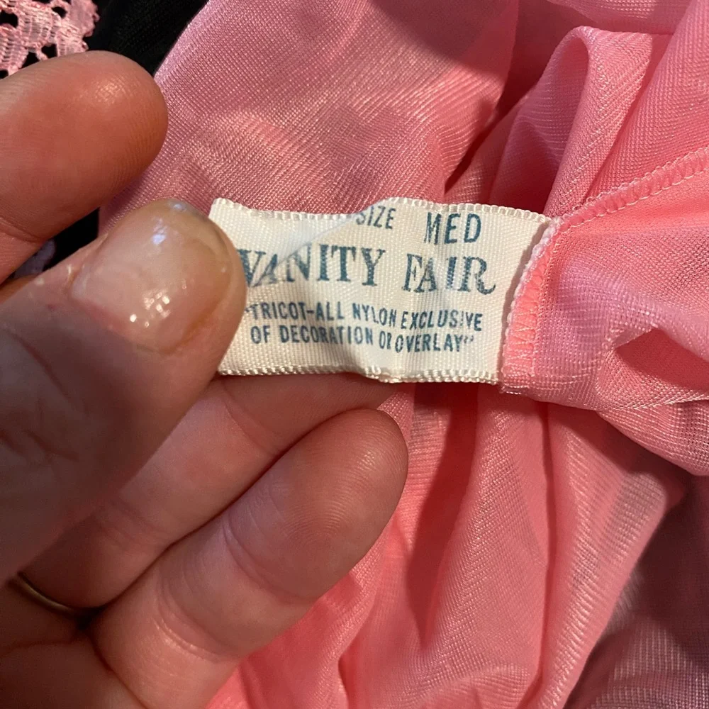 Vintage Sheer Light Pink Lace-Trim Maxi Chemise Size Medium - Picture 4 of 4